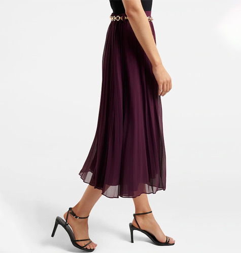 Women Purple Solid Pleated Skirt